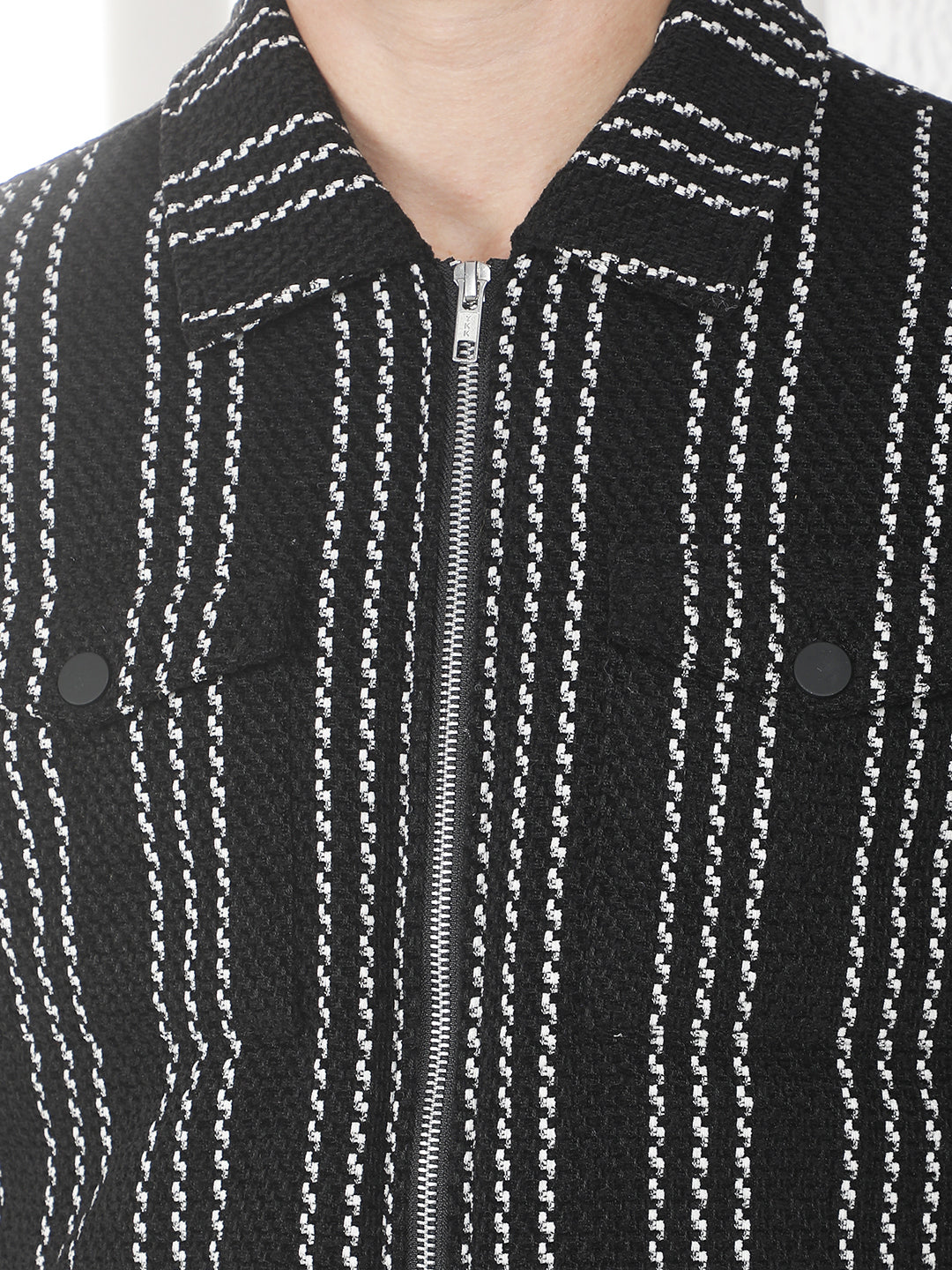 Black Vertical Stripes Shacket