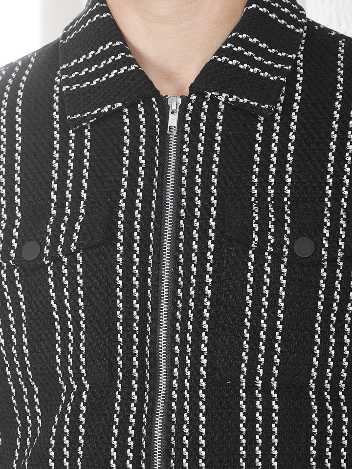Black Vertical Stripes Shacket