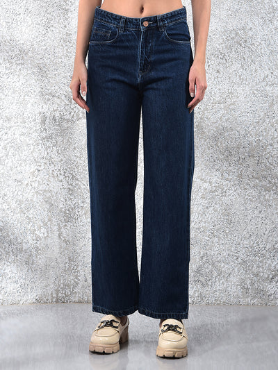 Blue Wide Leg 100% Cotton Jeans