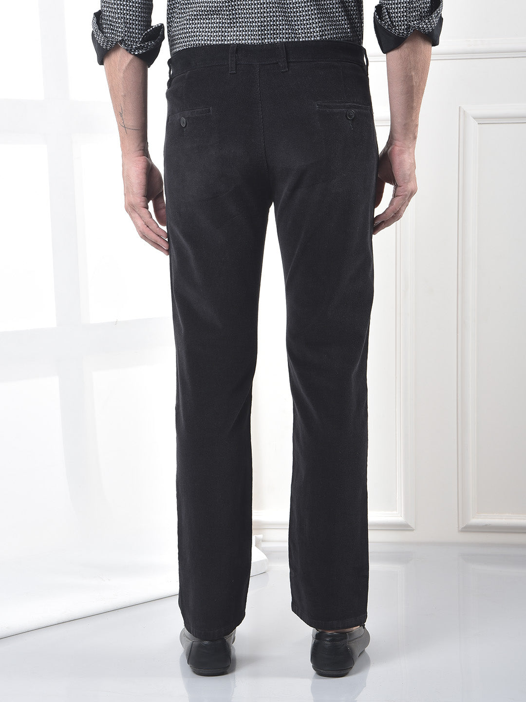 Black Straight Corduroy Trousers