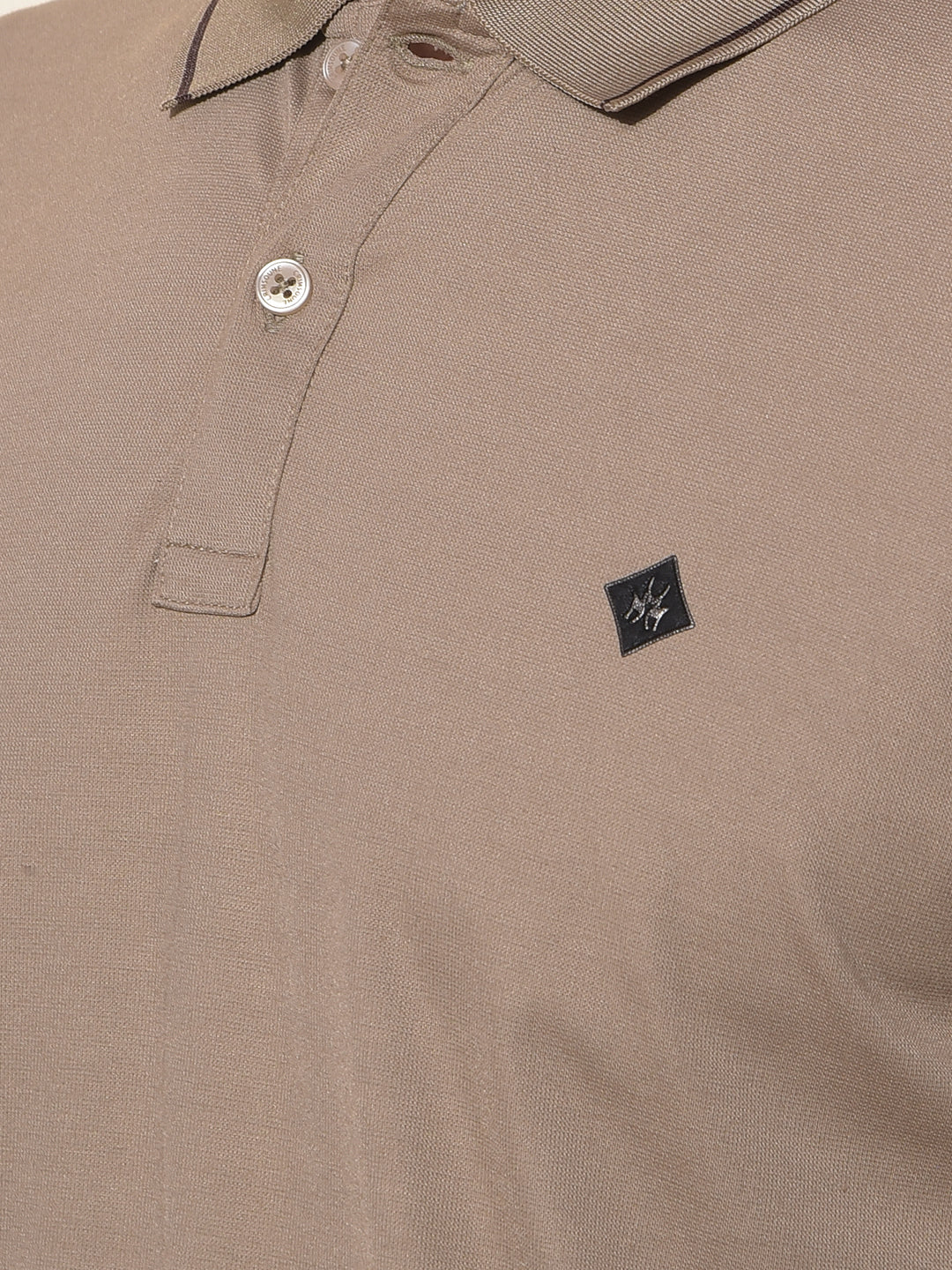 Beige Polo-Neck T-Shirt