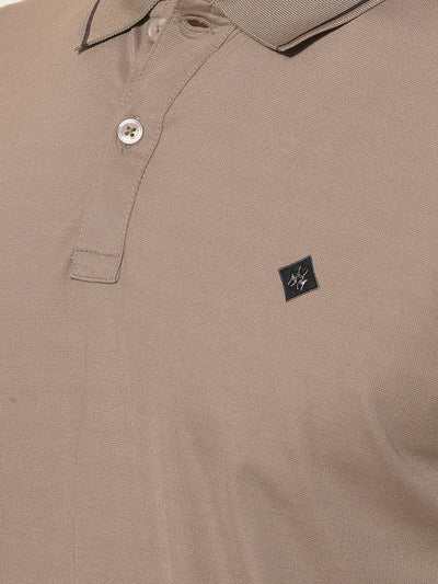 Beige Polo-Neck T-Shirt