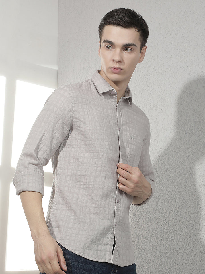 Grey Jacquard 100% Cotton Shirt