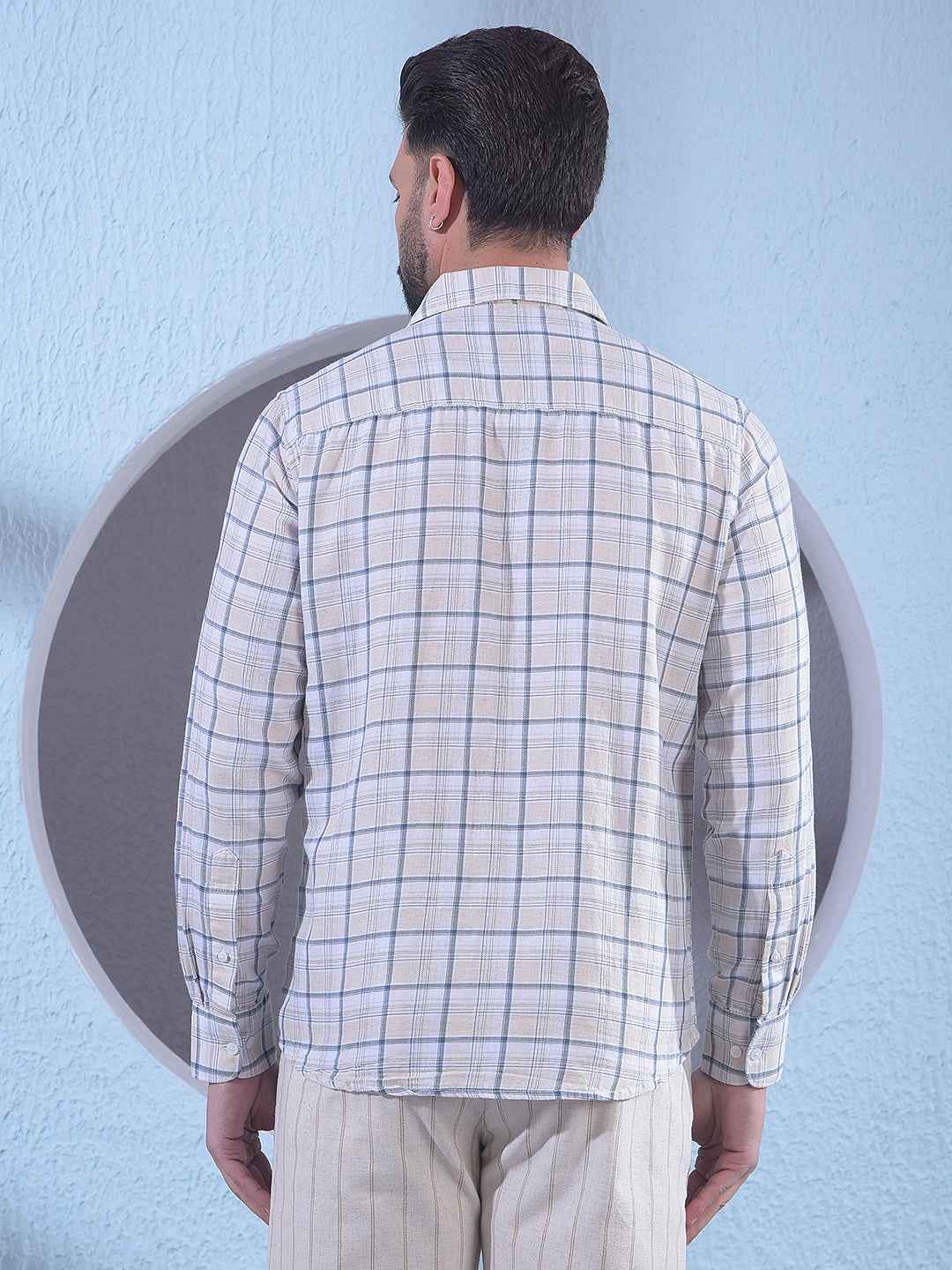 Grey Checked Linen Shirt