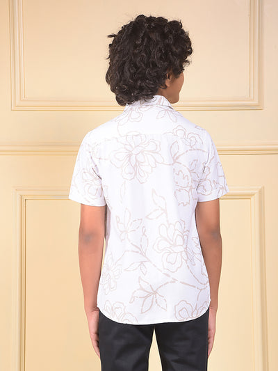 White Floral Print Shirt