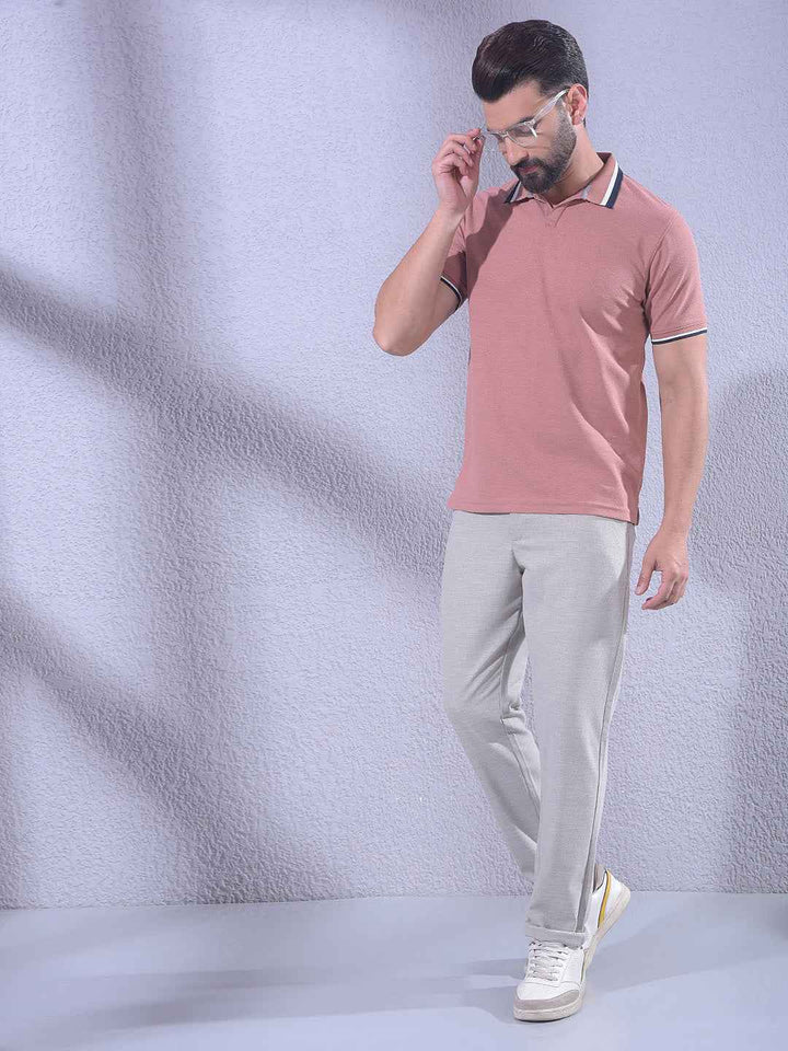 Pink Polo Neck T-Shirt