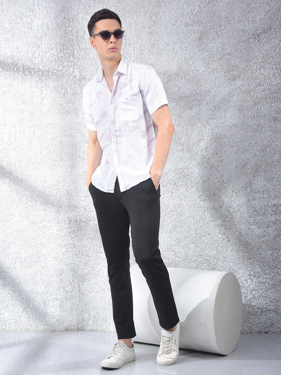 Beige Printed 100% Cotton Shirt