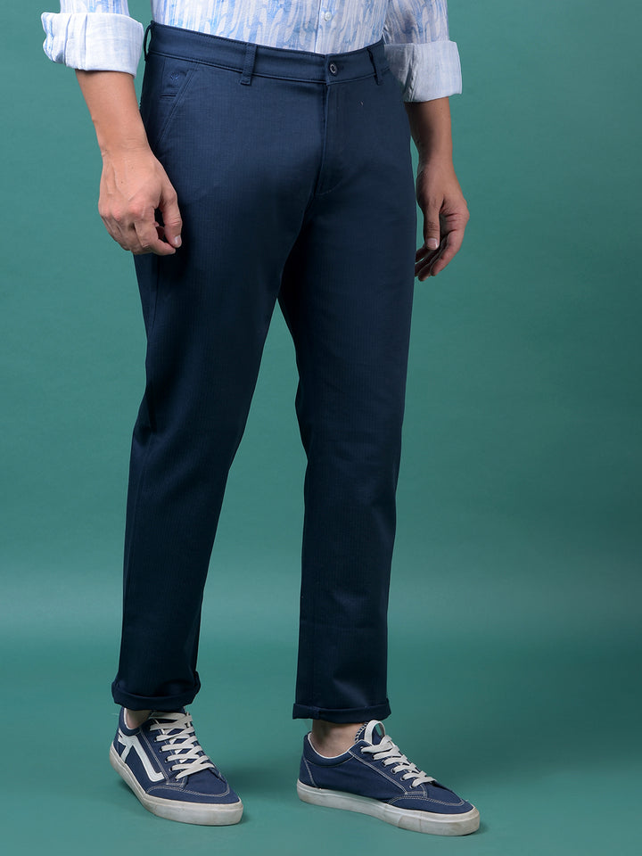 Navy Blue Printed Trousers
