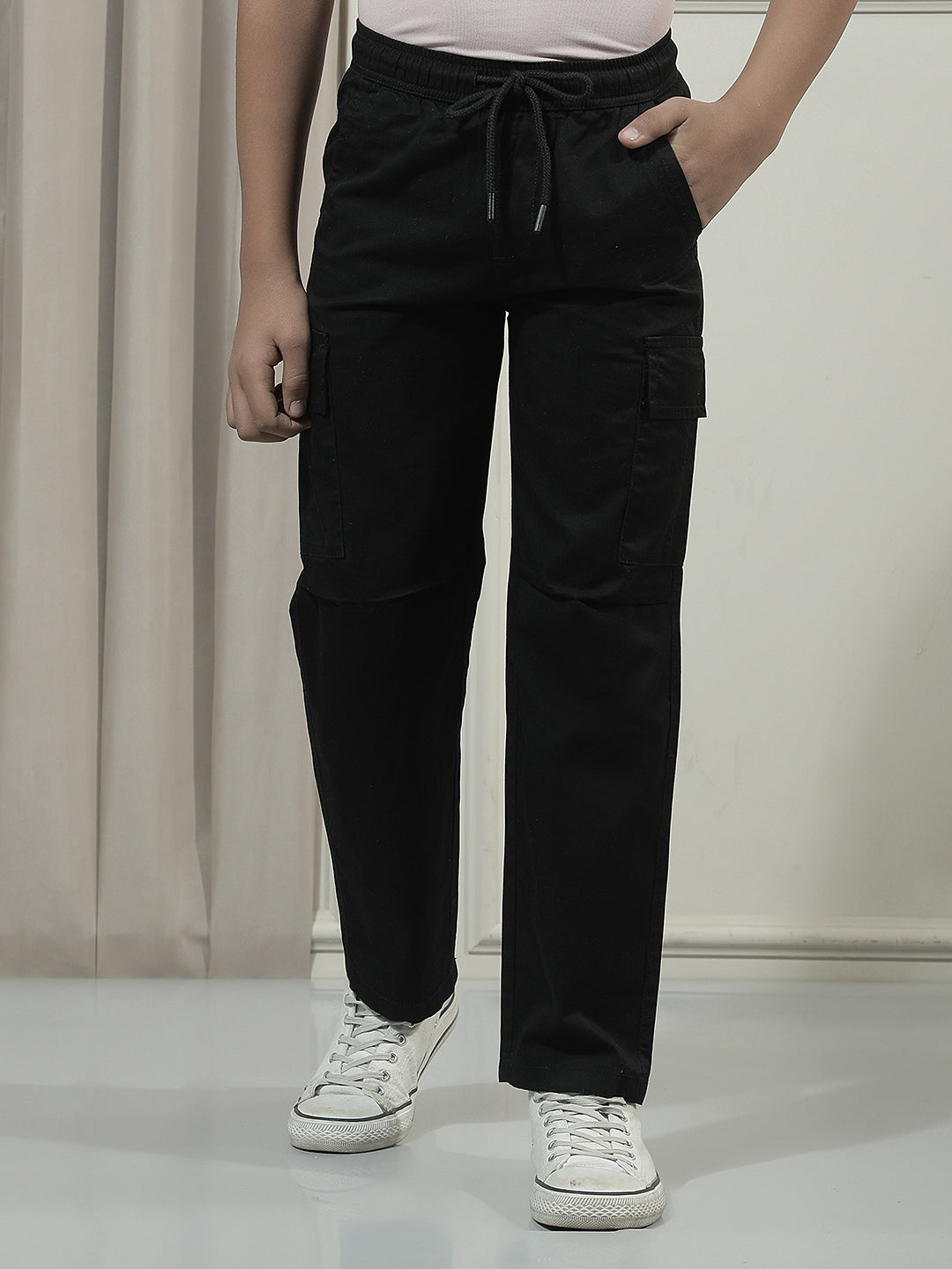 Black 100% Cotton Cargo Trackpants