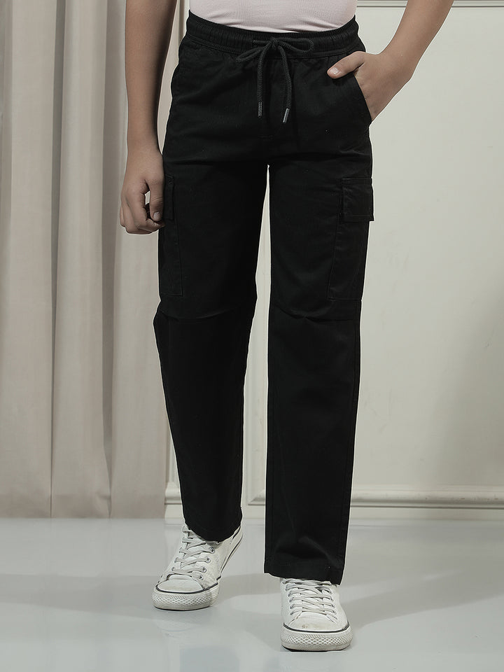 Black 100% Cotton Cargo Trackpants