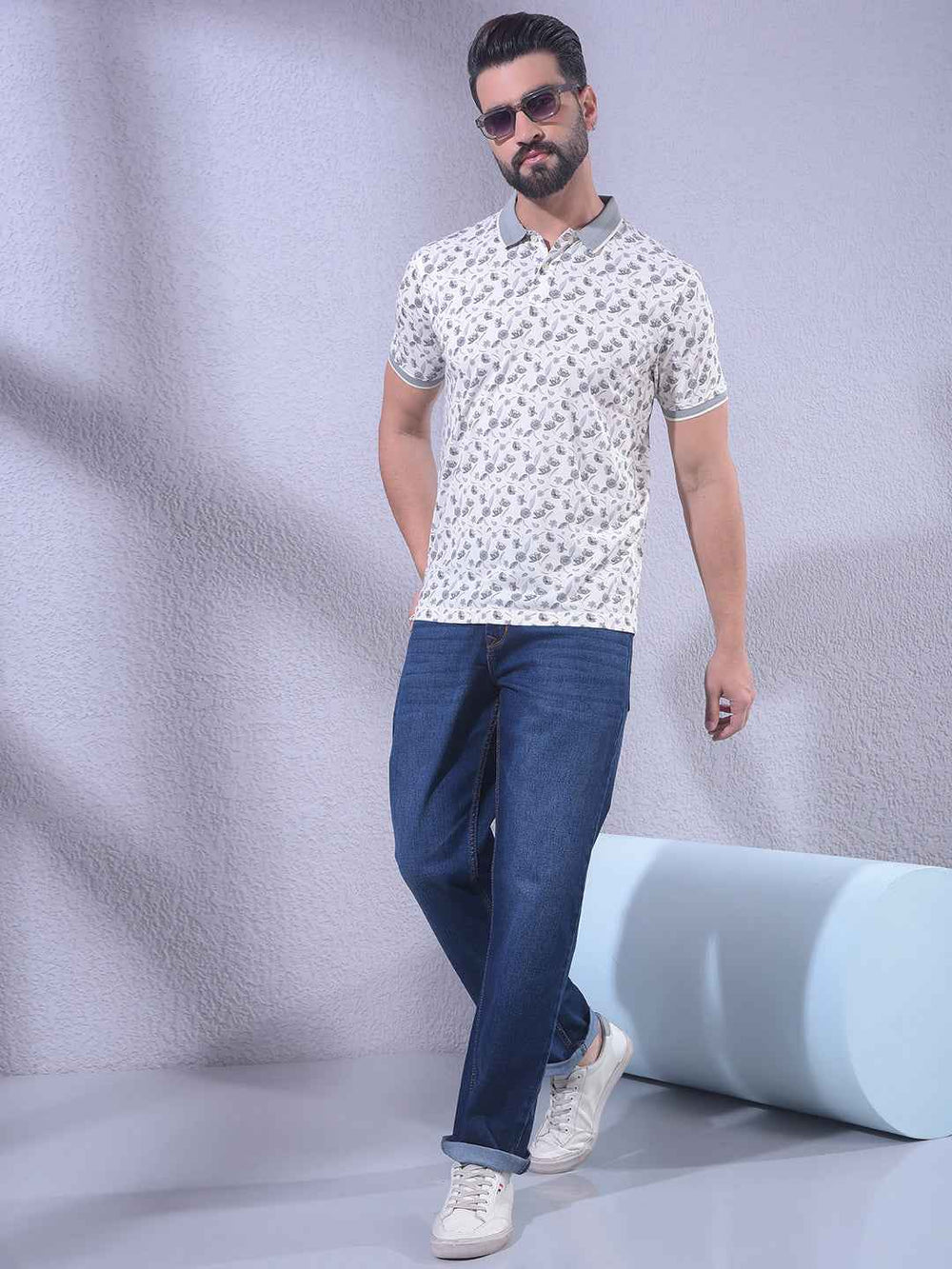 Grey Floral Print T-Shirt