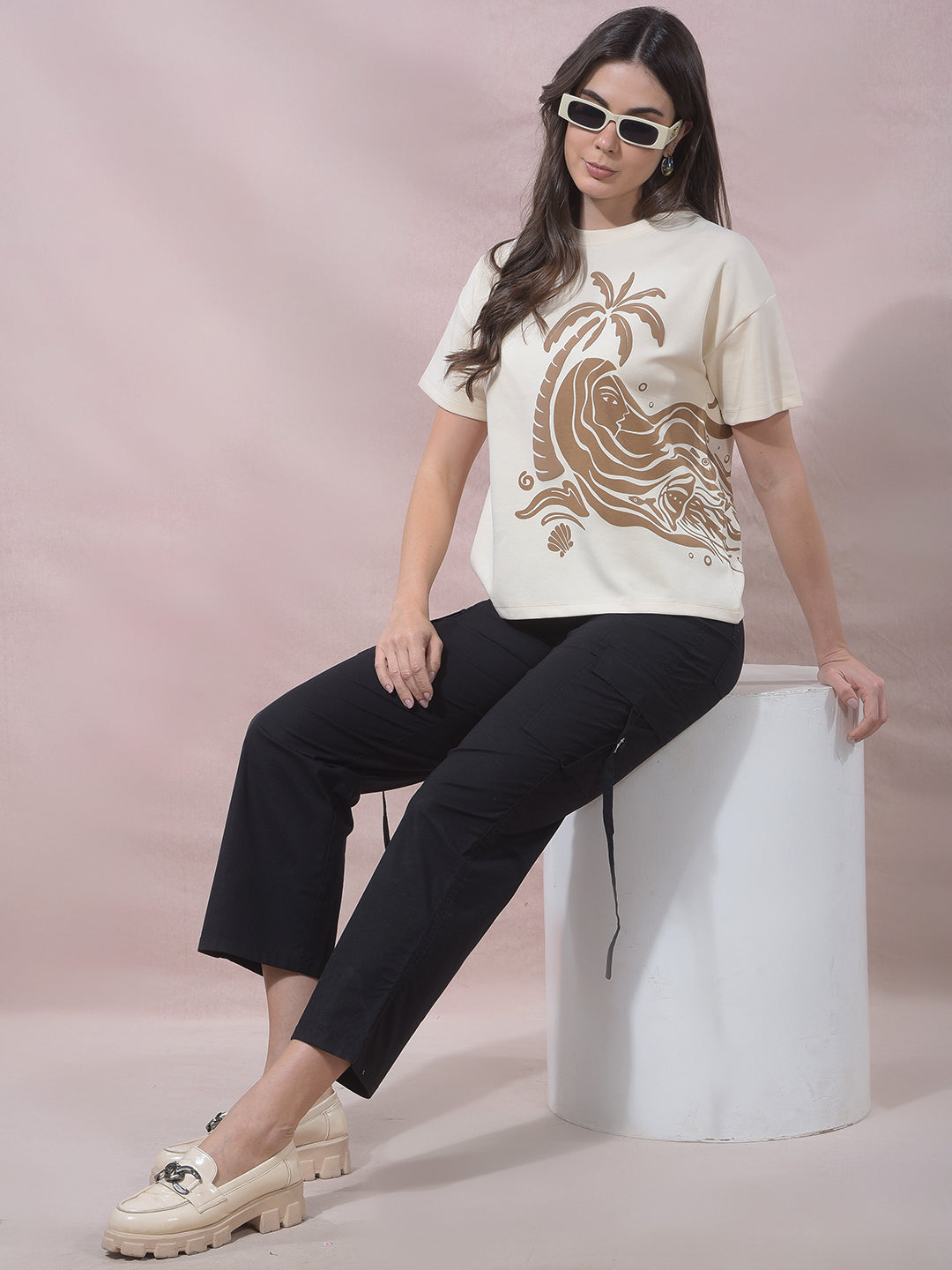 SurgeSand Beige Palm Graphic Tee