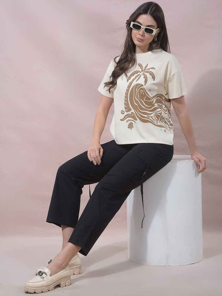 SurgeSand Beige Palm Graphic Tee