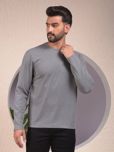 Grey Textured Knit Sweatshirt