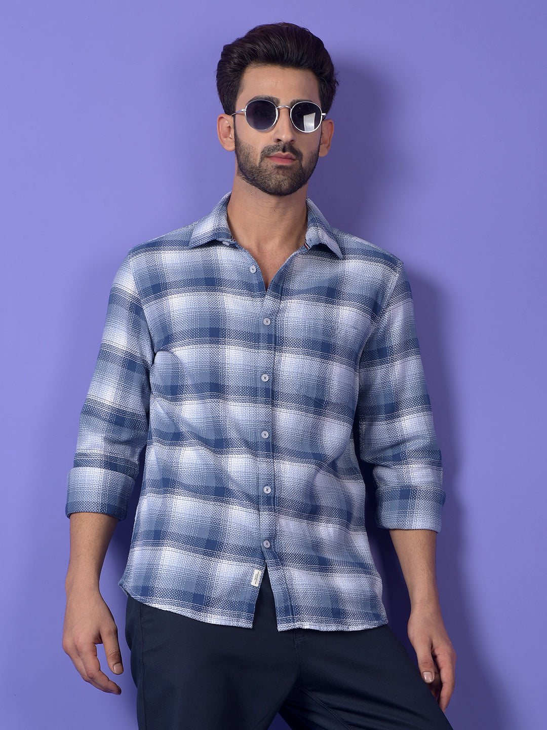 Grey Checked 100% Cotton Shirt