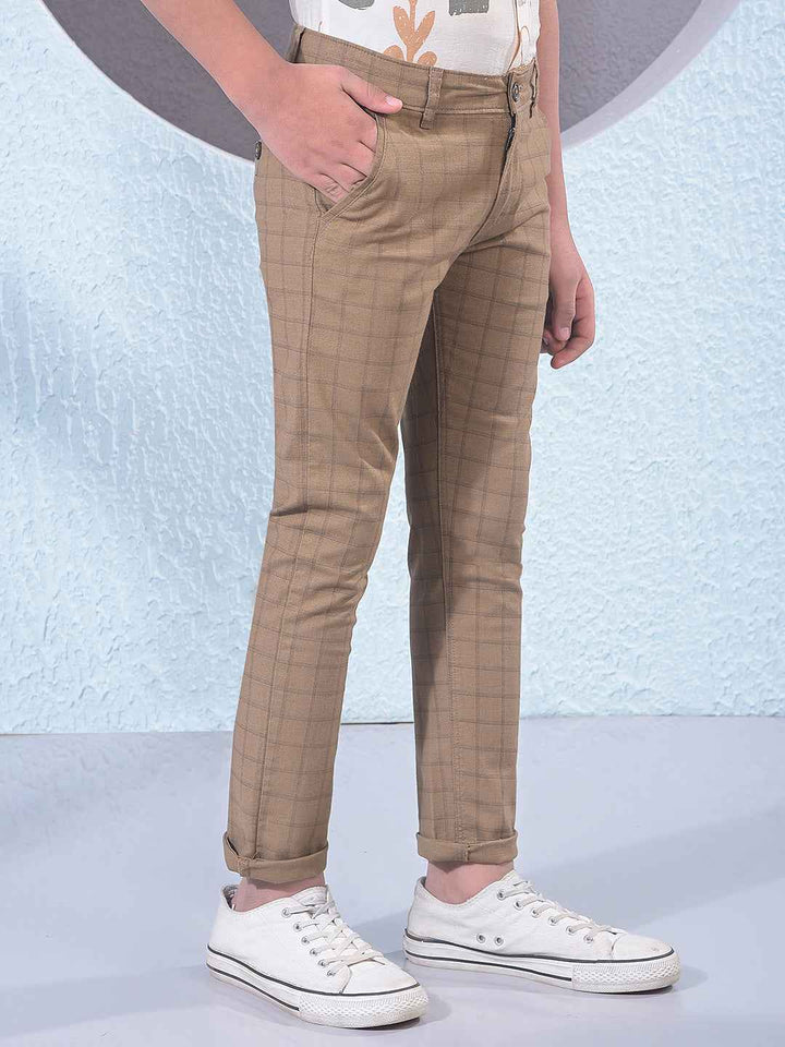 Brown Grid Check Trousers