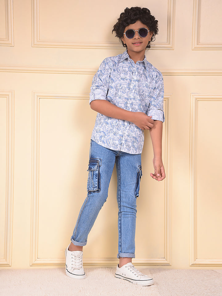 Blue Floral Print Shirt