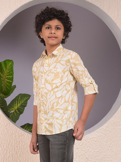Beige Printed 100% Cotton Shirt