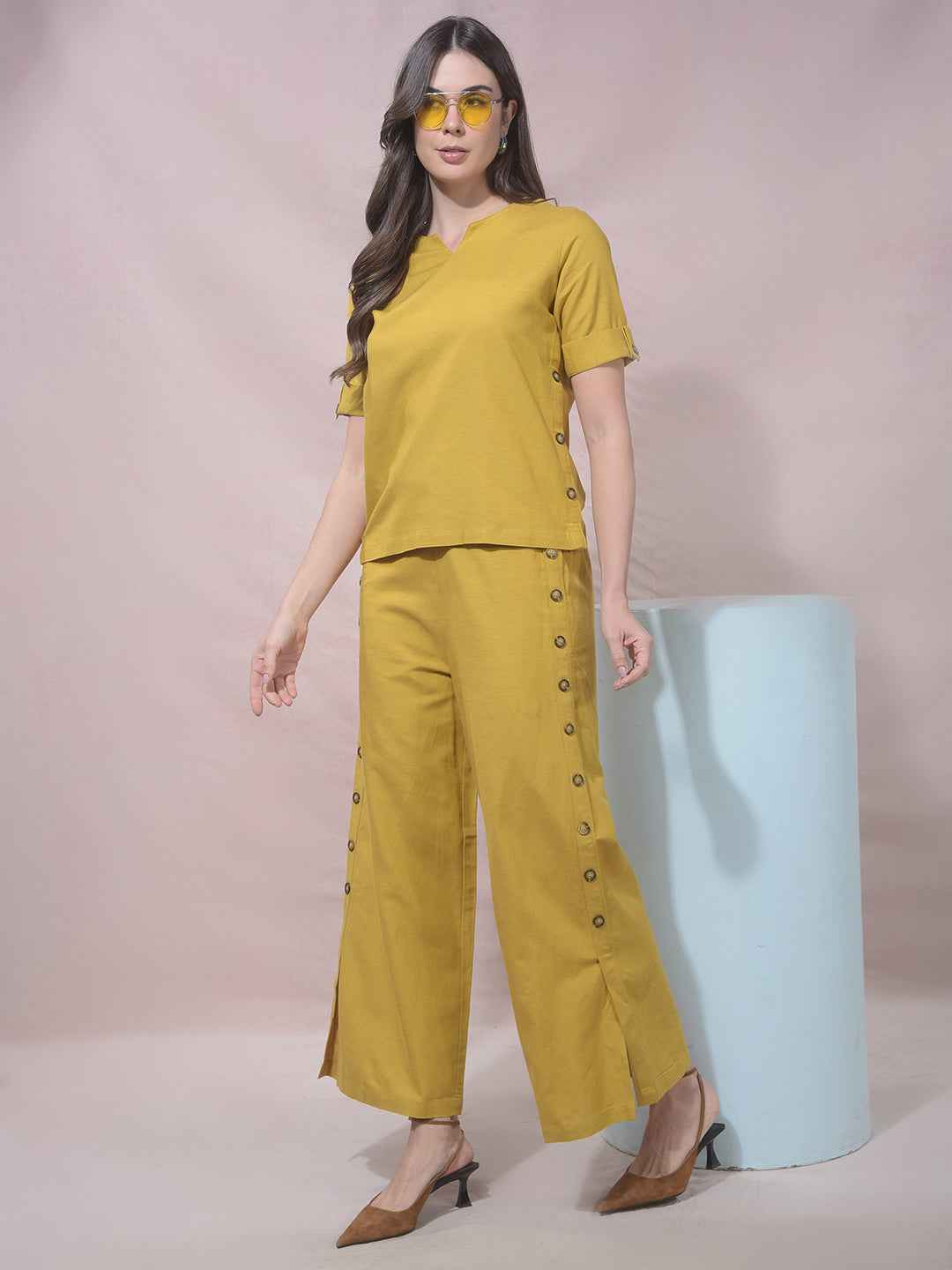 OrbitMustard V-Neck Top