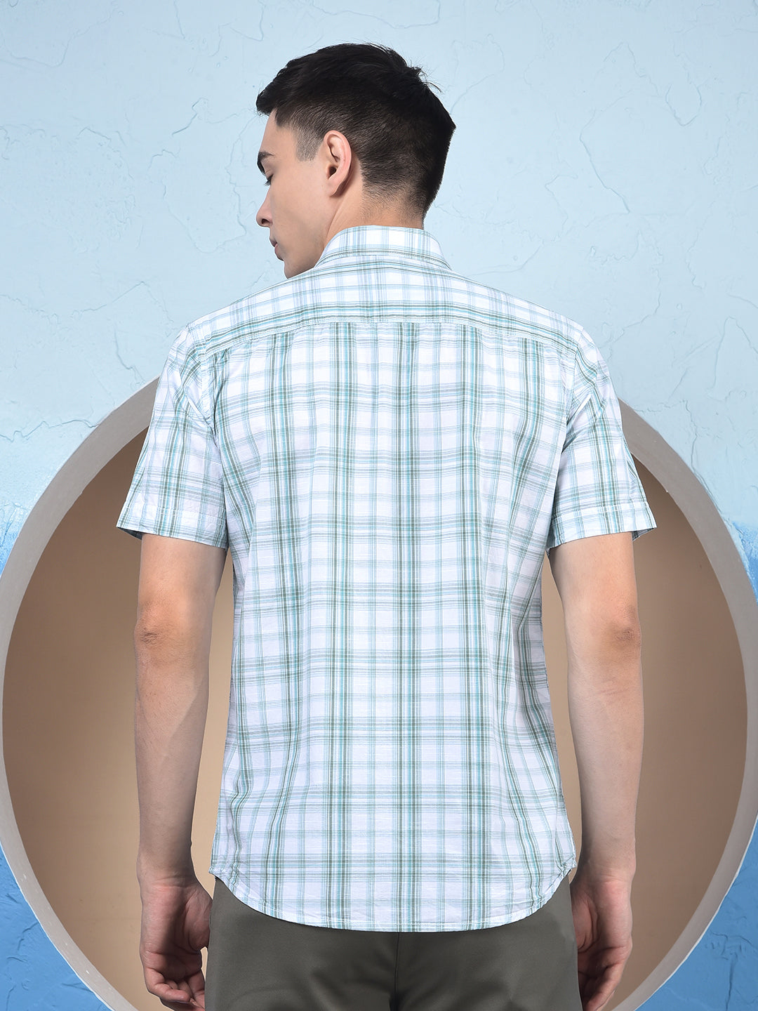 Blue Checked 100% Cotton Shirt-Men Shirts-Crimsoune Club