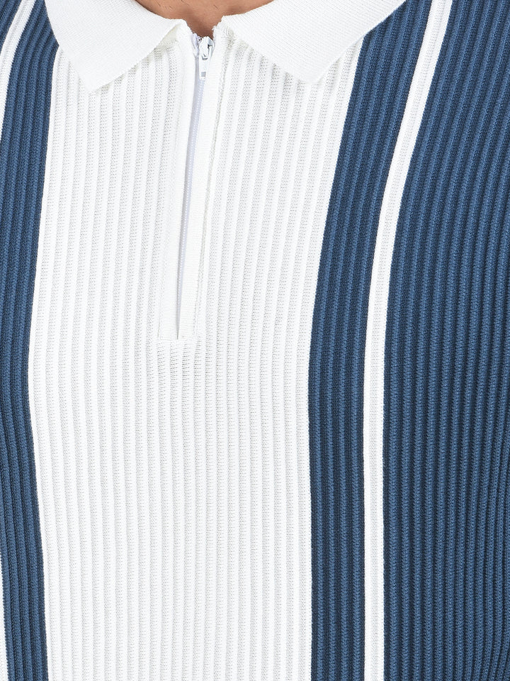 Blue Vertical Stripes 100% Cotton T-Shirt