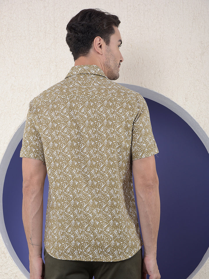Olive Classic Print 100% Cotton Shirt