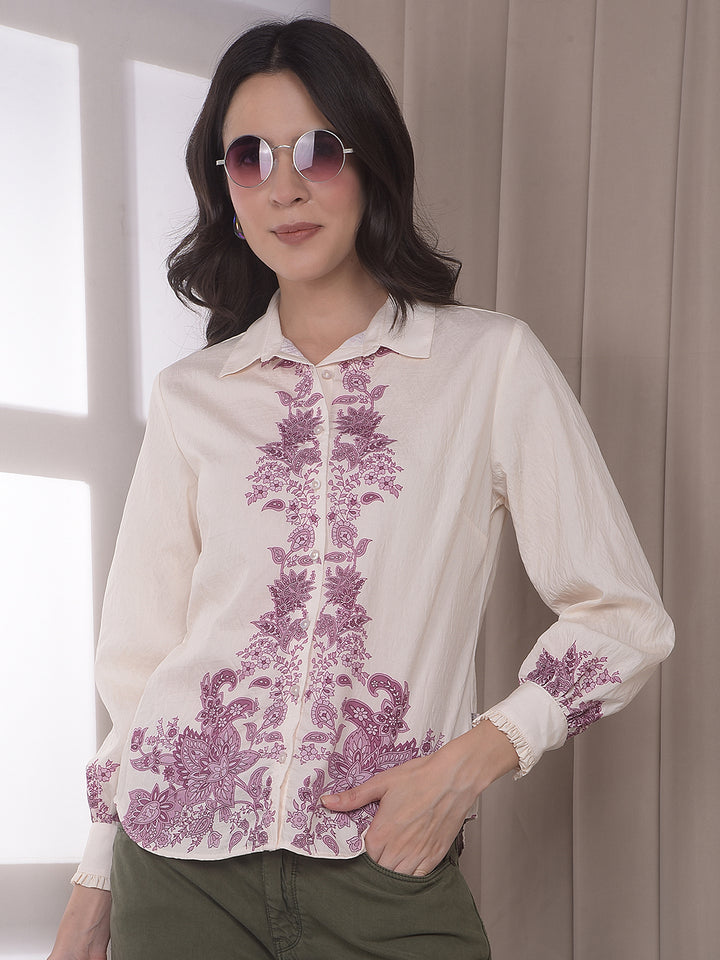 Elegant Purple Embroidered Shirt