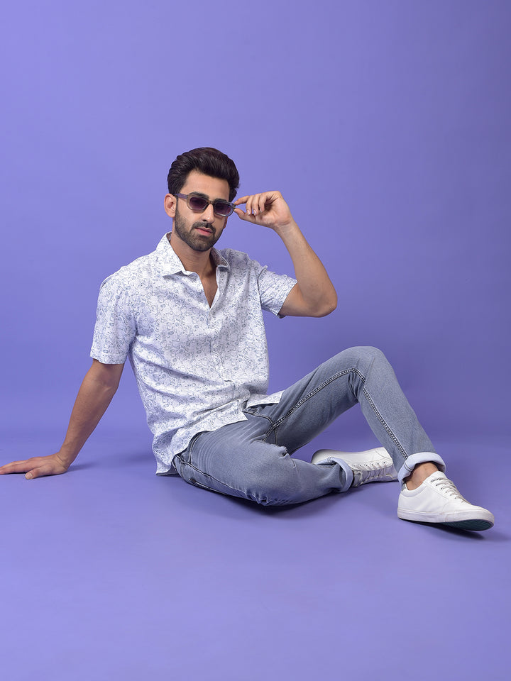Blue Printed Modal Shirt