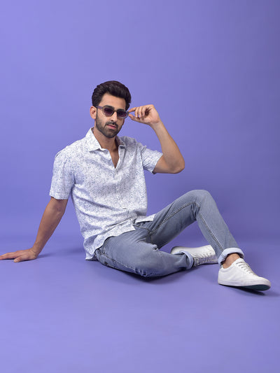 Blue Printed Modal Shirt