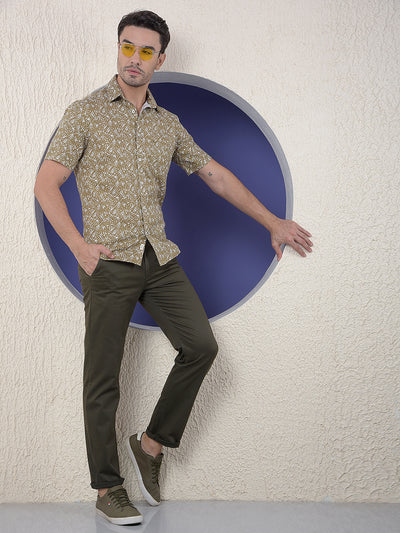 Olive Classic Print 100% Cotton Shirt