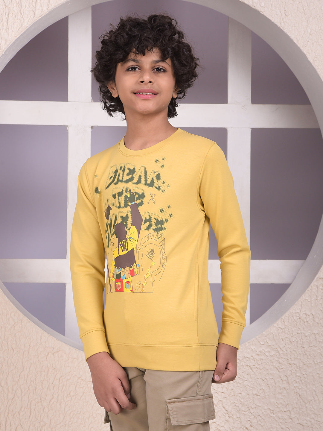 Yellow Graphic Print Sweatshirt