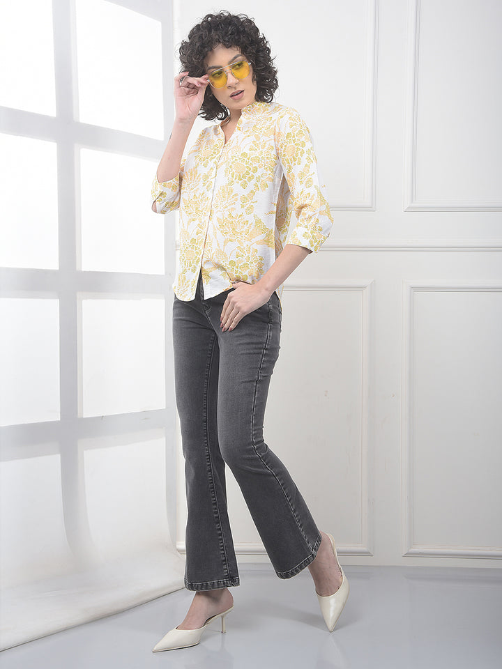 Orange Floral Print Shirt