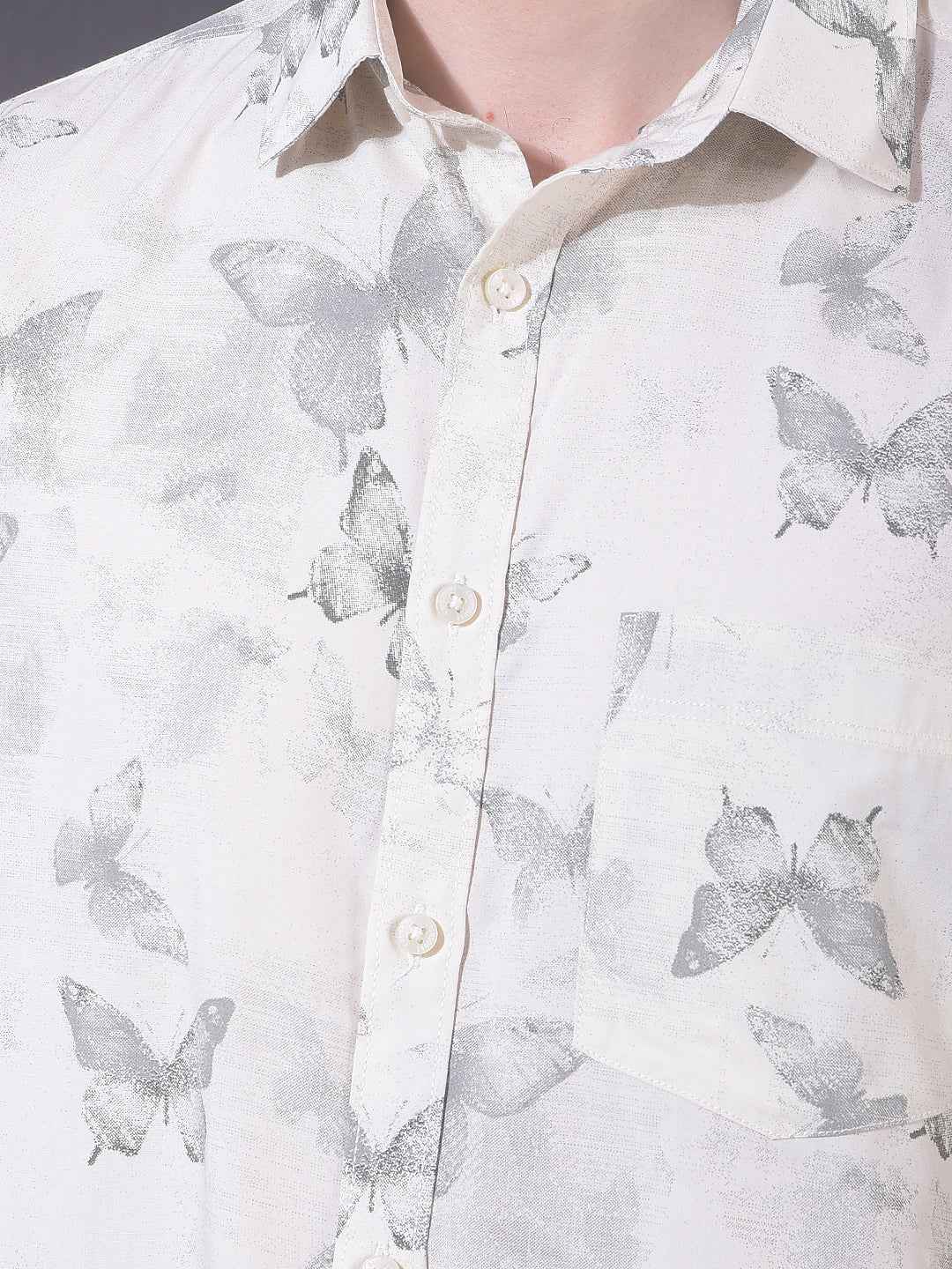 Beige Animal Print Modal Shirt