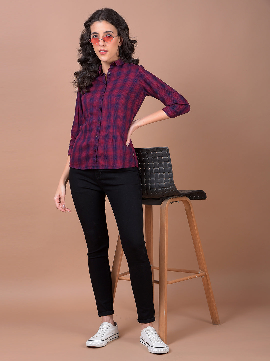 Maroon Checked Shirt