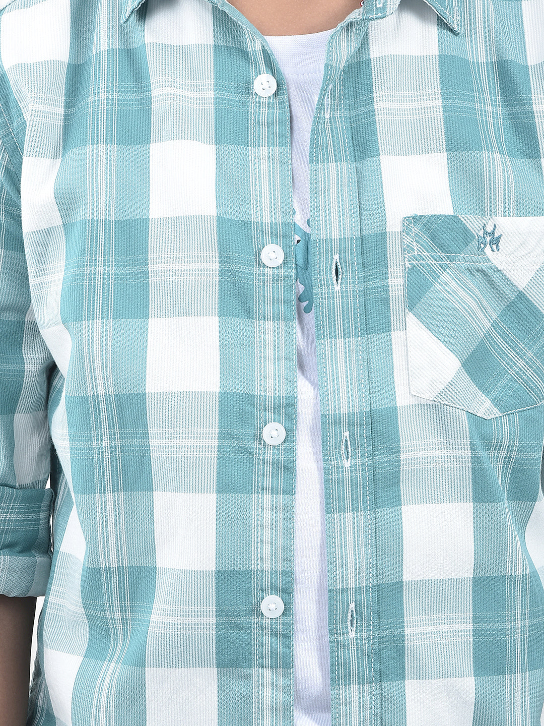 Green Checked 100% Cotton Shirt & T-Shirt Set