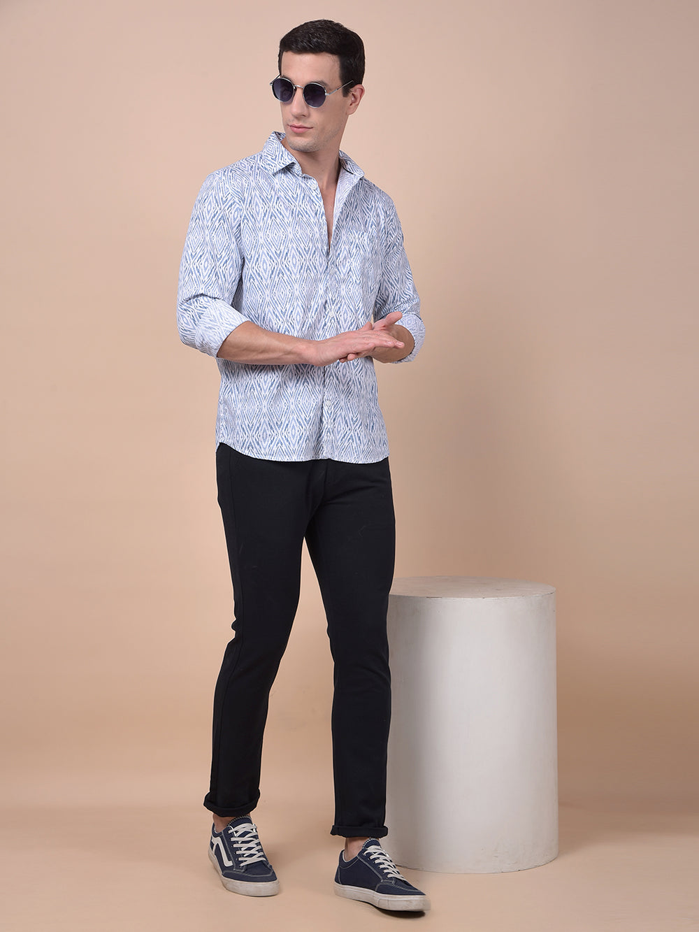 Tailored Trim Blue Printed Shirt