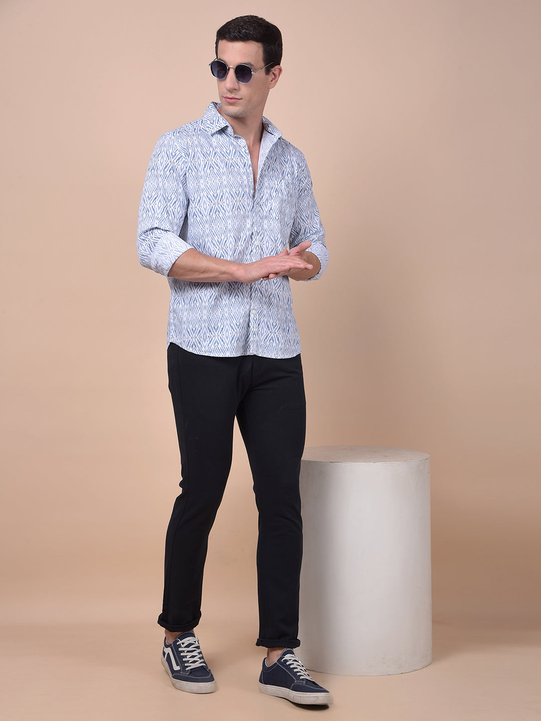 Tailored Trim Blue Printed Shirt