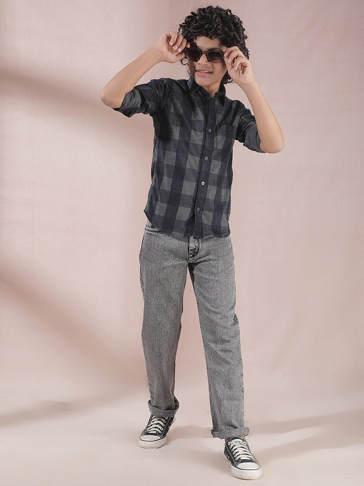 Blue Checked Corduory Shirt