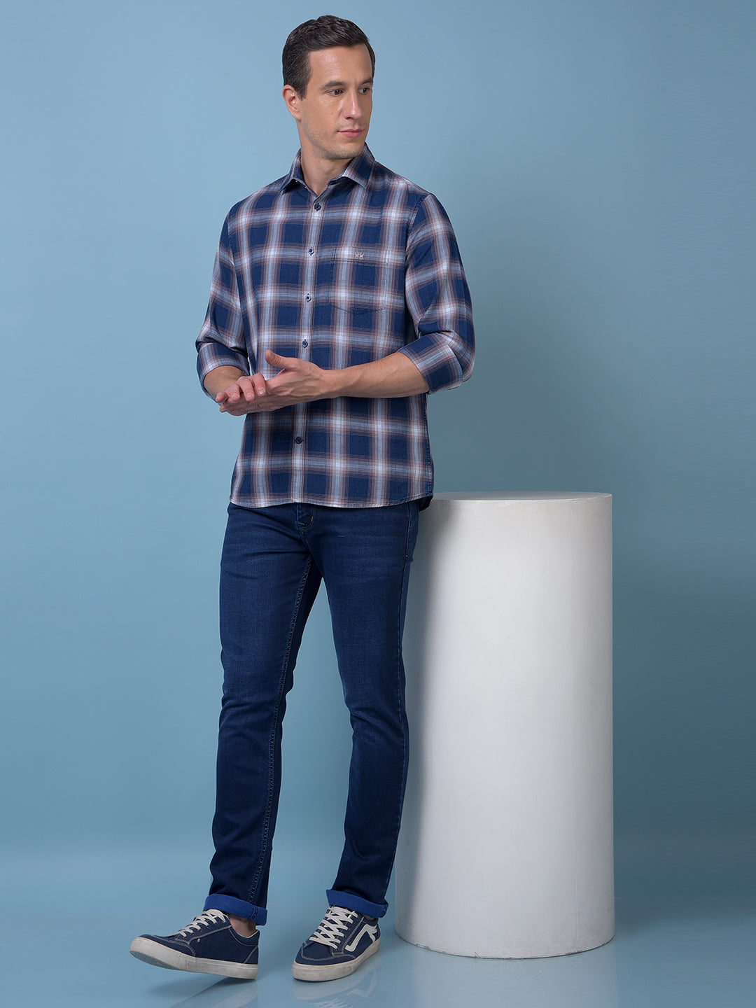 Blue Checked 100% Cotton Shirt