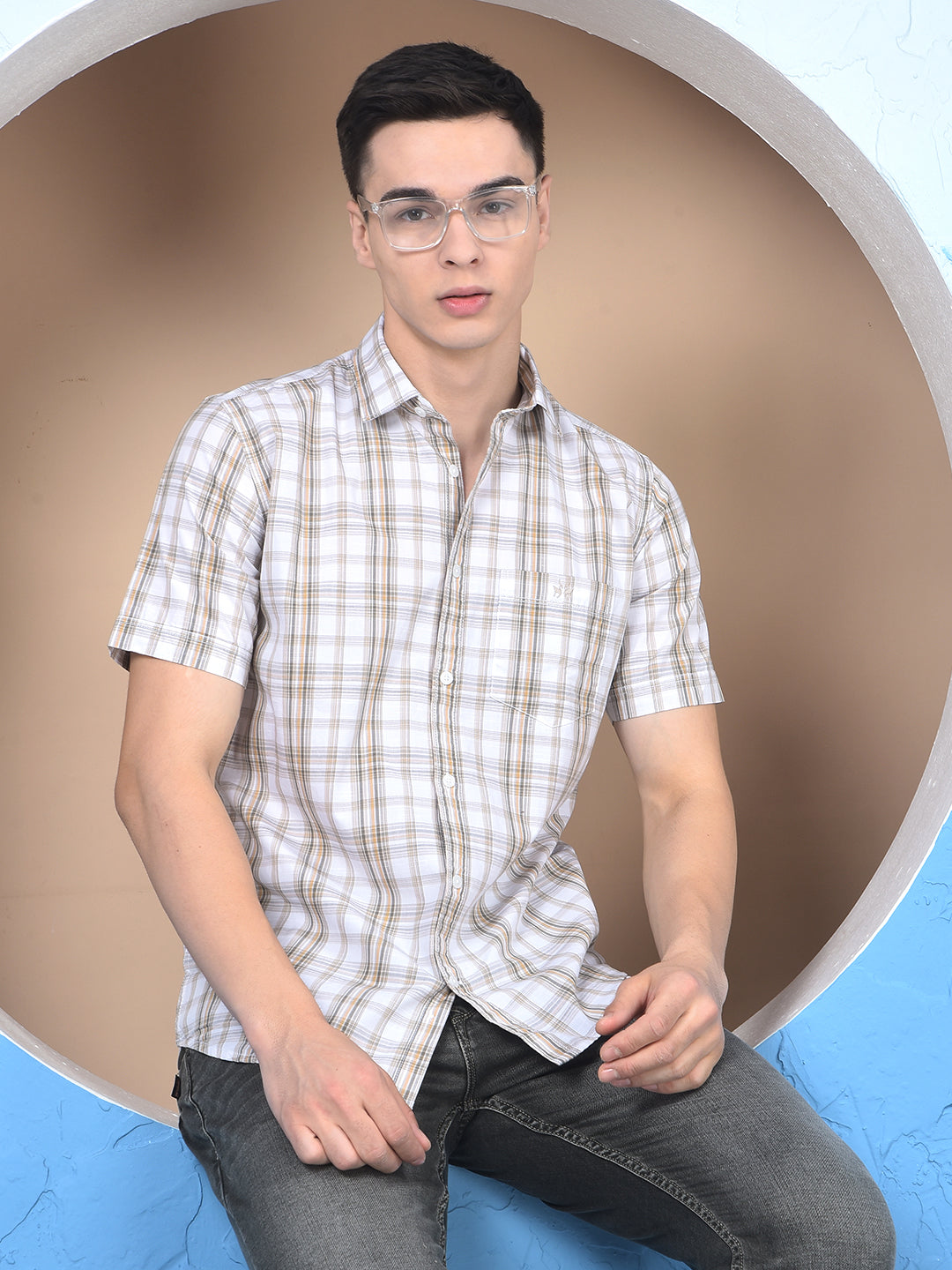 Yellow Checked 100% Cotton Shirt