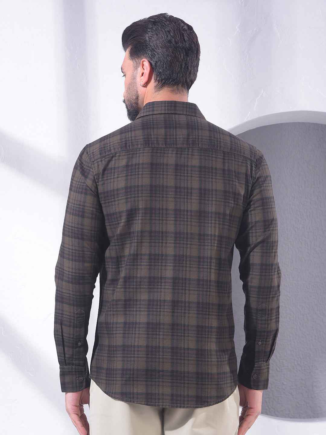 Brown Checked 100% Cotton Shirt