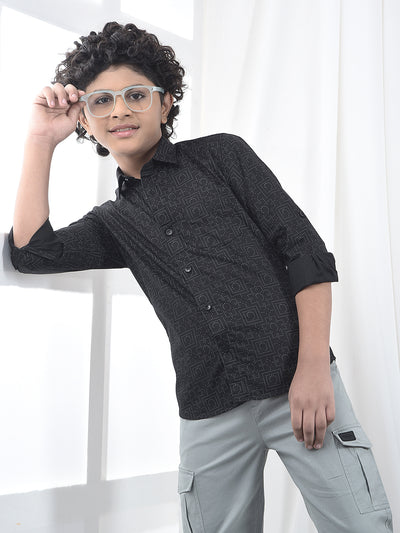 Black Geometric Print Shirt