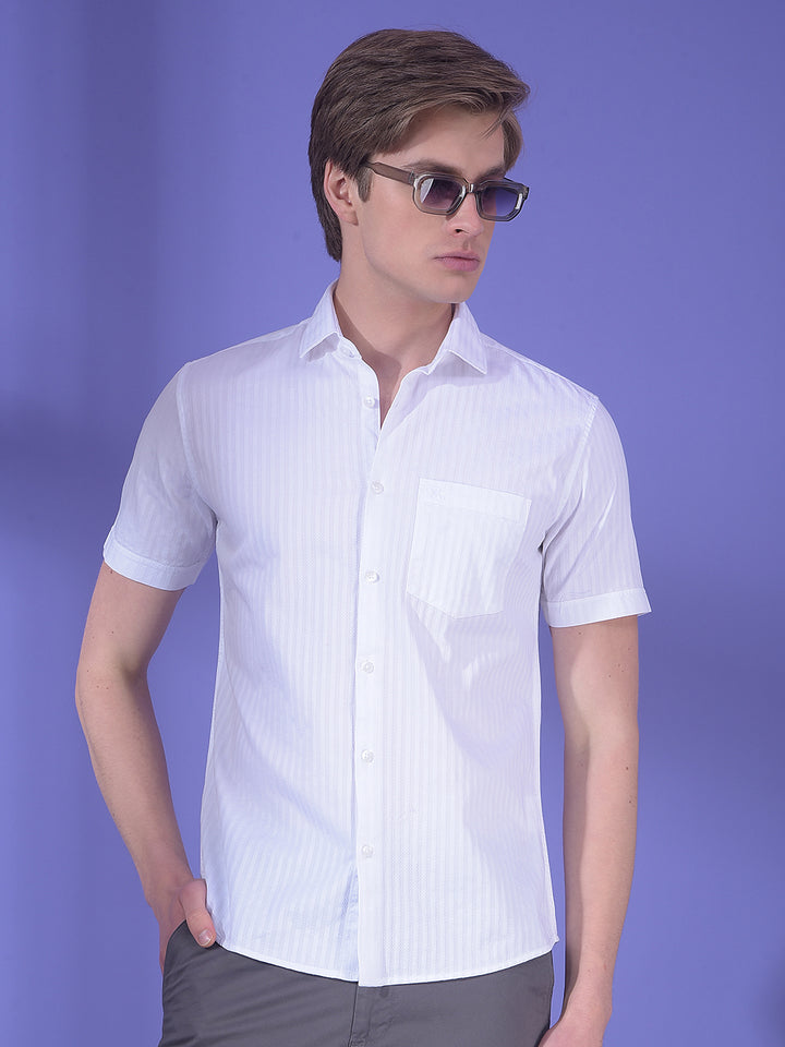 White Vertical Stripes 100% Cotton Shirt