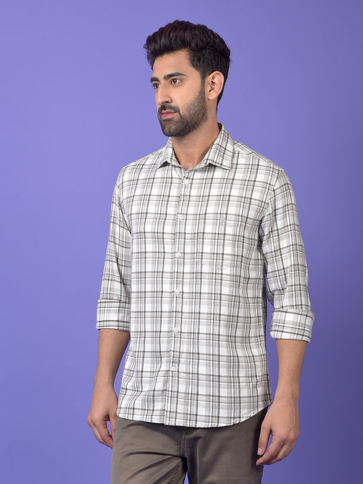 Grey Checked 100% Cotton Shirt