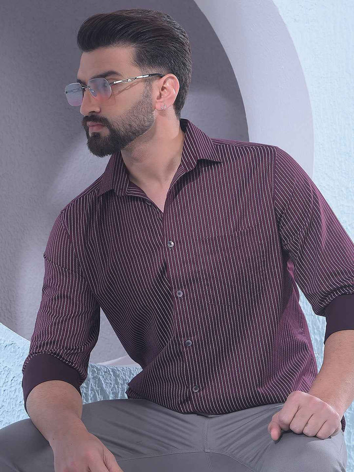 Wine Vertical Stripes Shirt