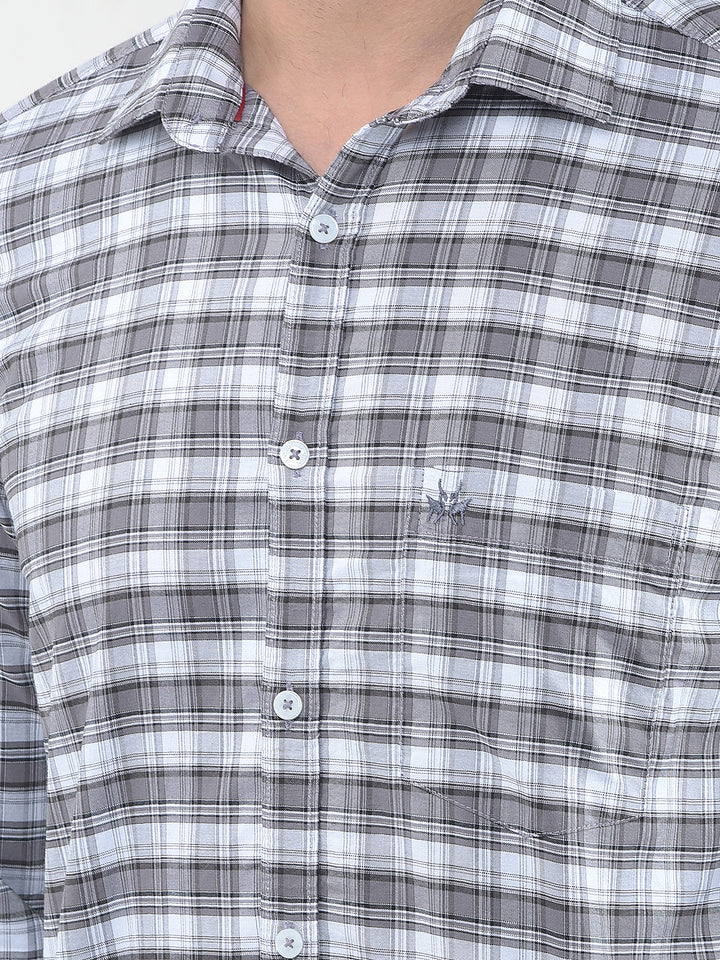 Onyx Grey Checked 100% Cotton Shirt