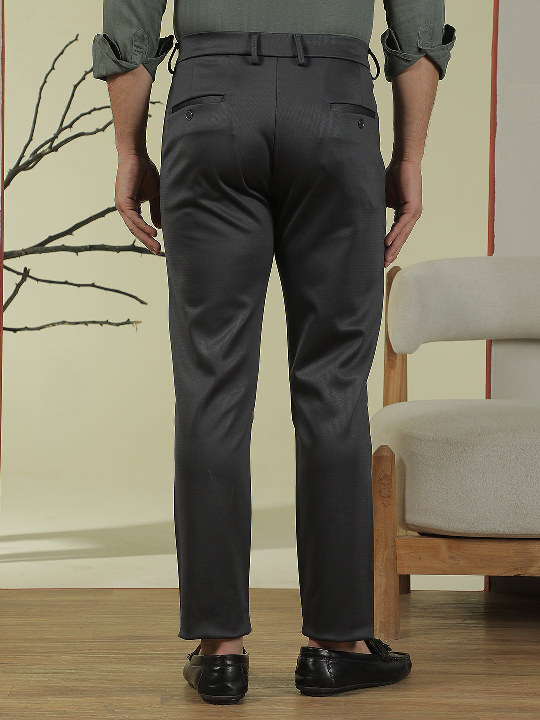 Sleek Ash Grey Knitted Trousers