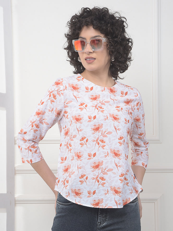 Red Floral Print Top