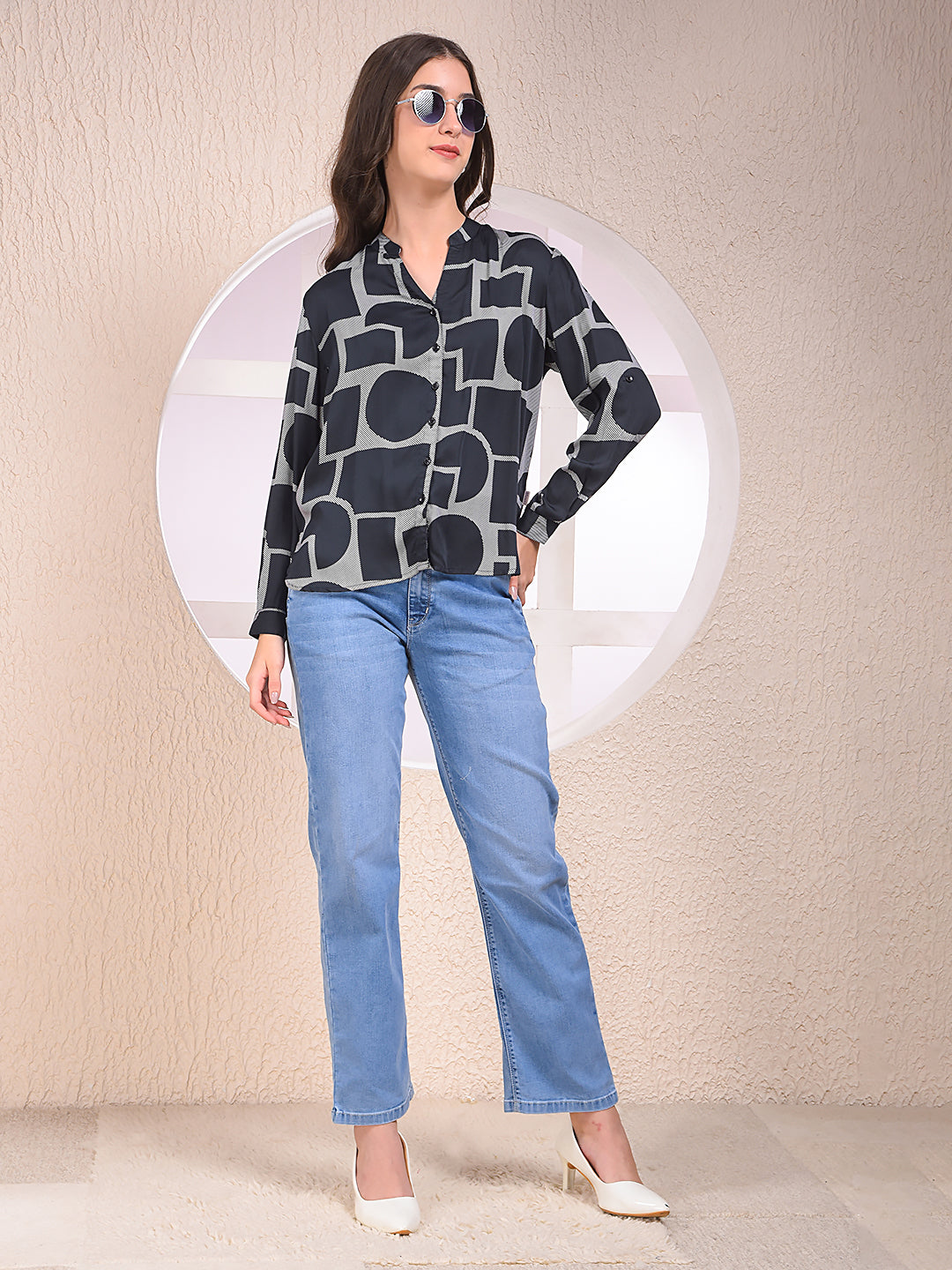 Black Printed Modal Shirt