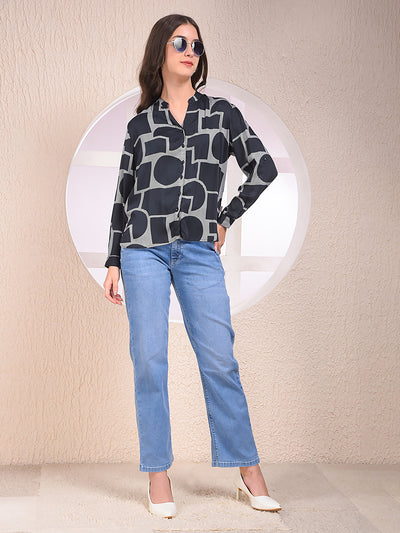 Black Printed Modal Shirt